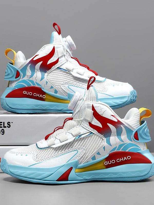 Children's Basketball Shoes Spring and Autumn New Breathable Mesh Boys Running Shoes Medium and Old Children's Friction Sound Boys' Sports Shoes