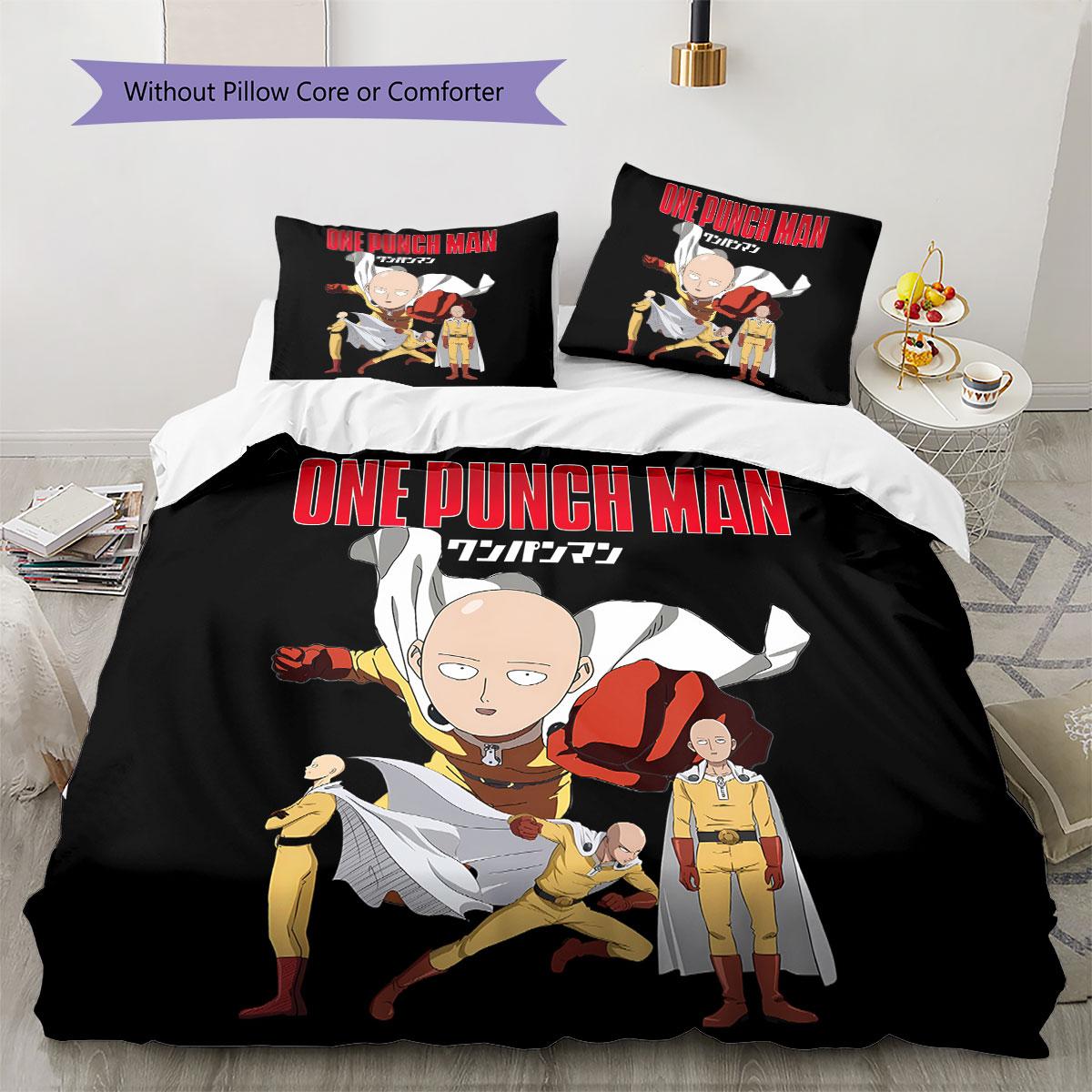 

One-PunchMan Pattern Bedding Quilt Set Quilt Cover Pillowcase Home Decoration Birthday Gift (1 * duvet cover + 2 * pillowcase, without core) 135x200cm