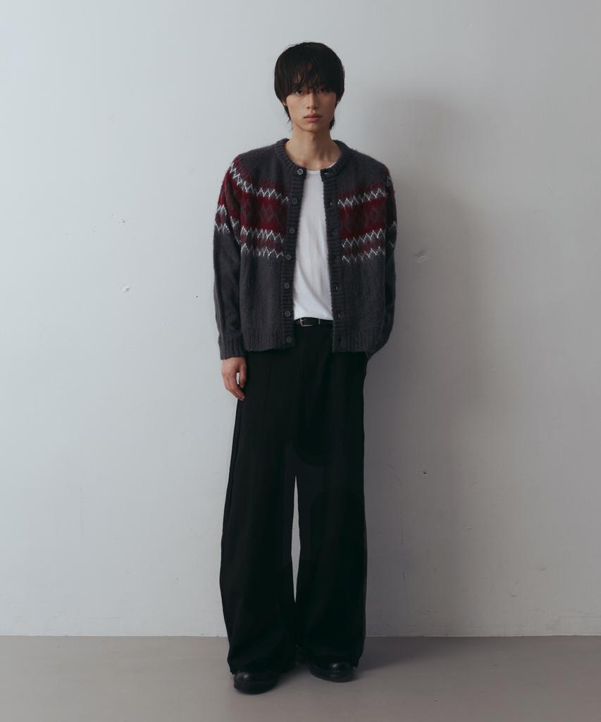 Nodu Diamond Hairy Brush Nordic Cardigan [Gray]