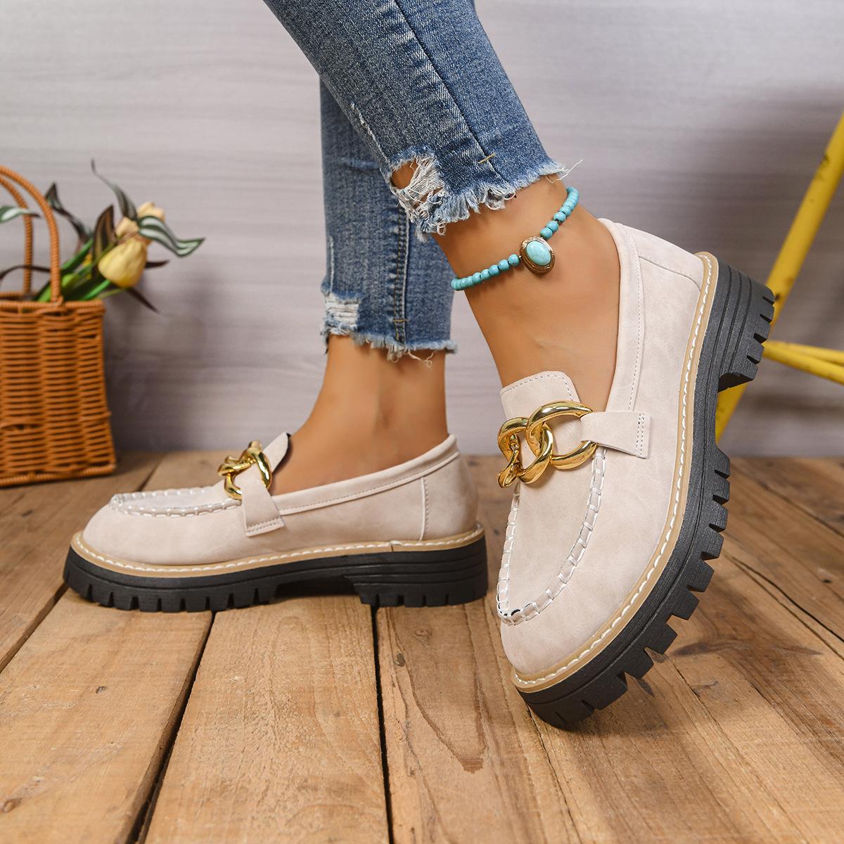 Обувь Больших Размеров для Женщин 36-43 Весна Осень Мода Женские Слипоны На Платформе Танкетка Круглый Носок Нескользящие Лоферы Zapatos De Mujer 36 бежевый 2630₽