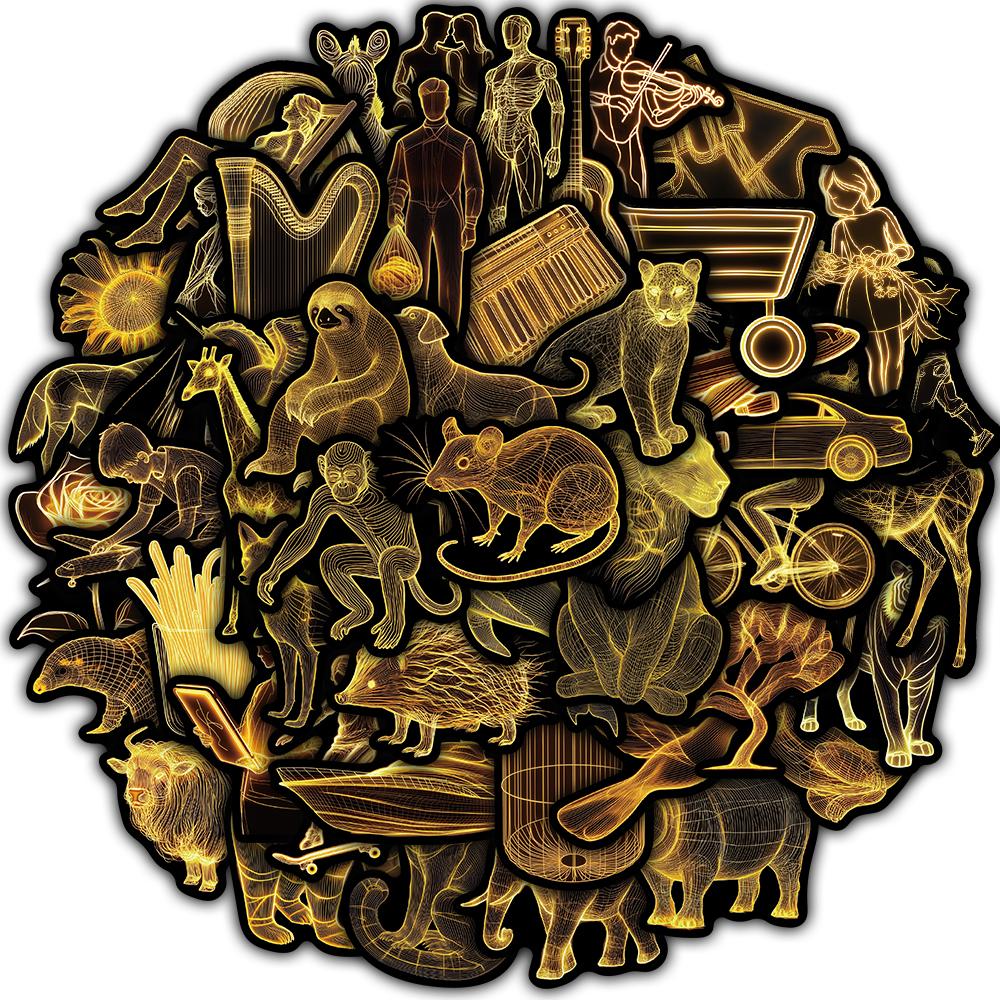 50/100PCS Luminous Celestial Art Stickers Notebook Phone Laptop Luggage Waterproof Gift Notebooks Cases Stationery Phone Sticker