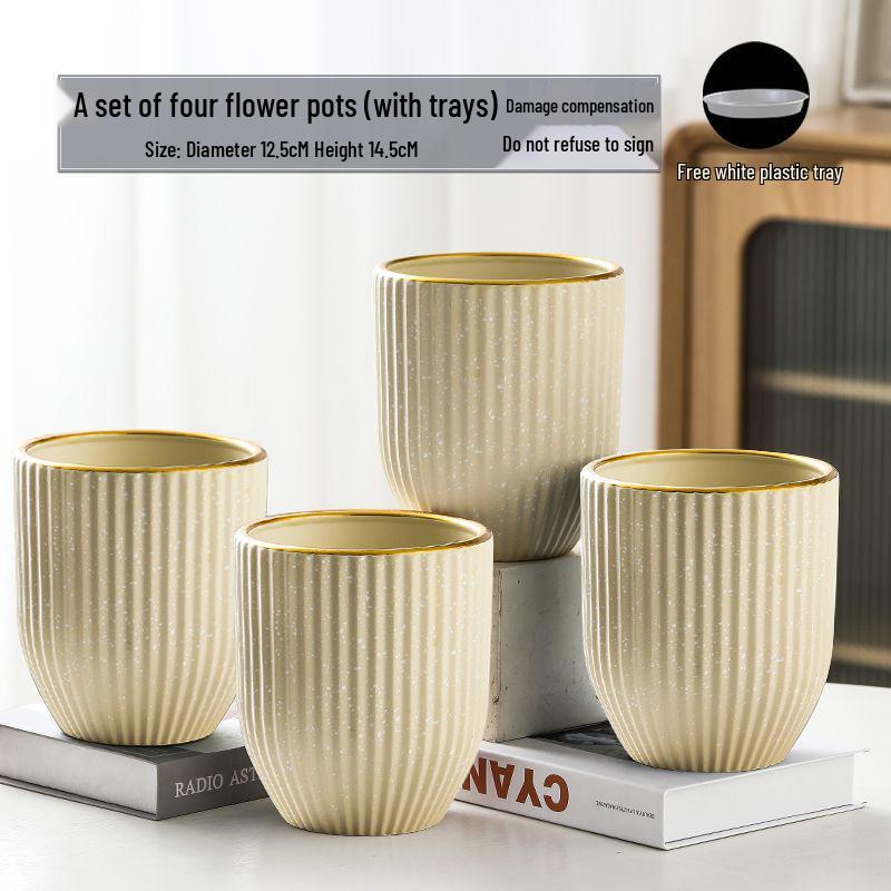 Nordic High-Leg Ceramic Orchid Pot: Durable, Artistic for Home or Balcony Use