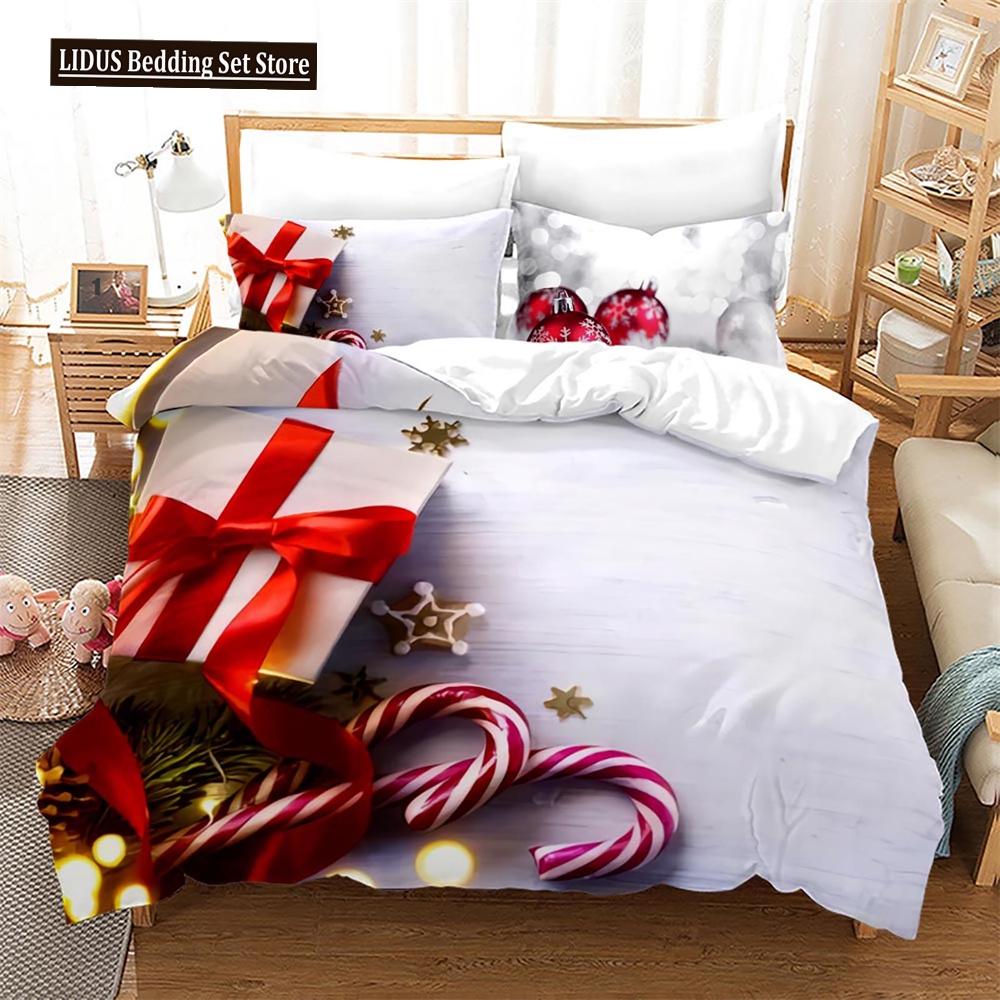 Weihnachts-Bettbezug-Set King Queen Full Size Winterthema Schneemann-Muster Polyester Bettdeckenbezug für Kind Festivalgeschenk