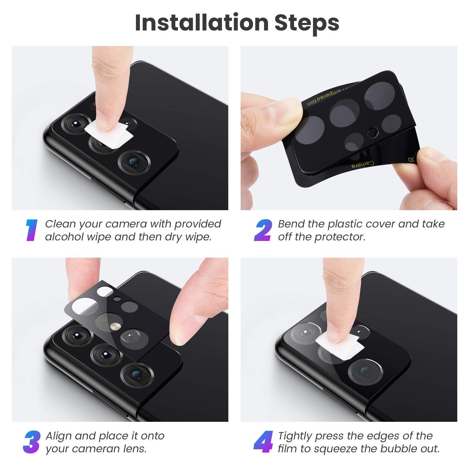 Careflection Premium Black 3D Tempered Glass Camera Protector Guard For Samsung Galaxy A52 A72 11 чёрный