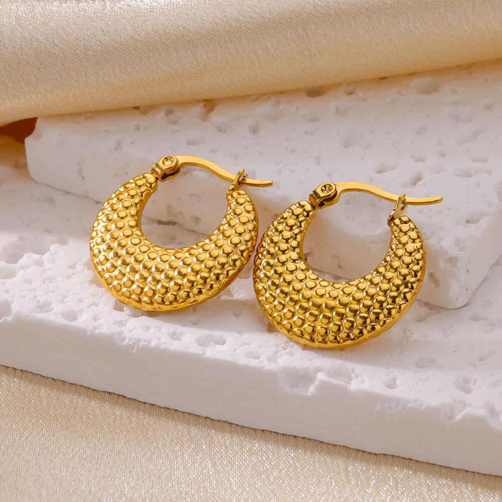 Trendy Round Stainless Steel Hoop Earrings for Women Simple Gold Color Earring Waterproof Ear Piercing Zircon Birthday Gifts