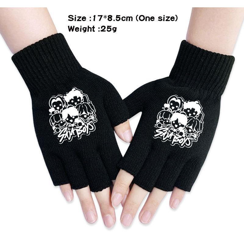 Kinder Jungen Mädchen Kpop Derpy Bedruckte Baumwolle Herbst Winter Warm Gestrickte Touch-Handschuhe