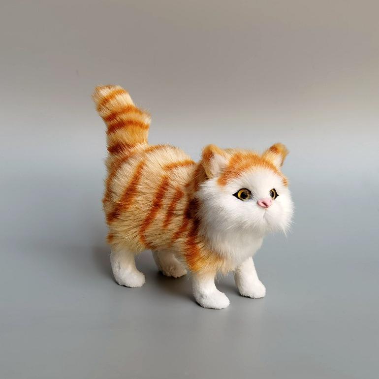 Grey Calico Cat Simulation Figurine – Persian Craft Toy for Window Display