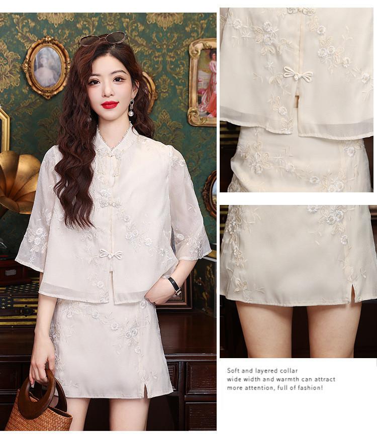 2026 Summer New Chinese Fairy Short Skirt Set with Chinese Style Pan Button Top Two Piece Set Shirt for Women