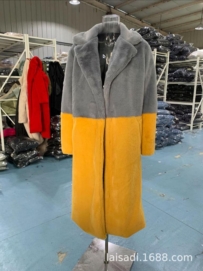 Fur jacket extended large size women's imitation rabbit fur coat to keep warm in winter