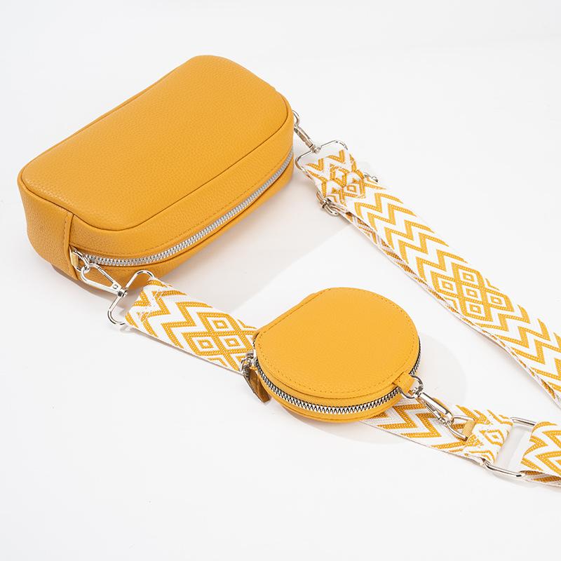 Japanese Style PU Crossbody Bag Set - Minimalist Square Shoulder Purse with Wallet & Wide Strap (Matching Mother-Daughter Bags, Casual Small Handbag)