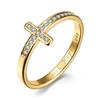 Titanium Steel Cross Rhinestone Female Ring Ring, Proposal Wedding Ring for Men and Women