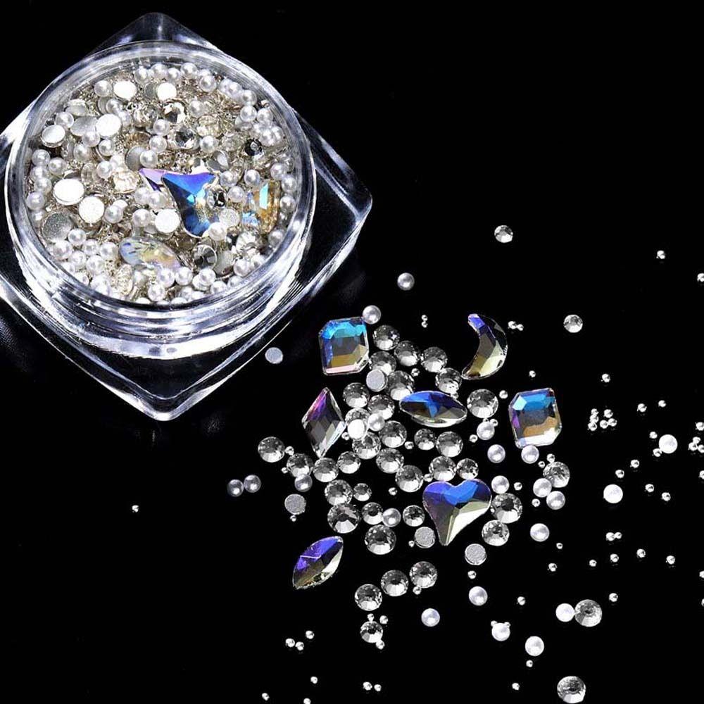 

Flat Bottom Drills Nail Steel Beads Nail Rhinestones Pearl Nail Decorations 3D Nail Art Drills C03