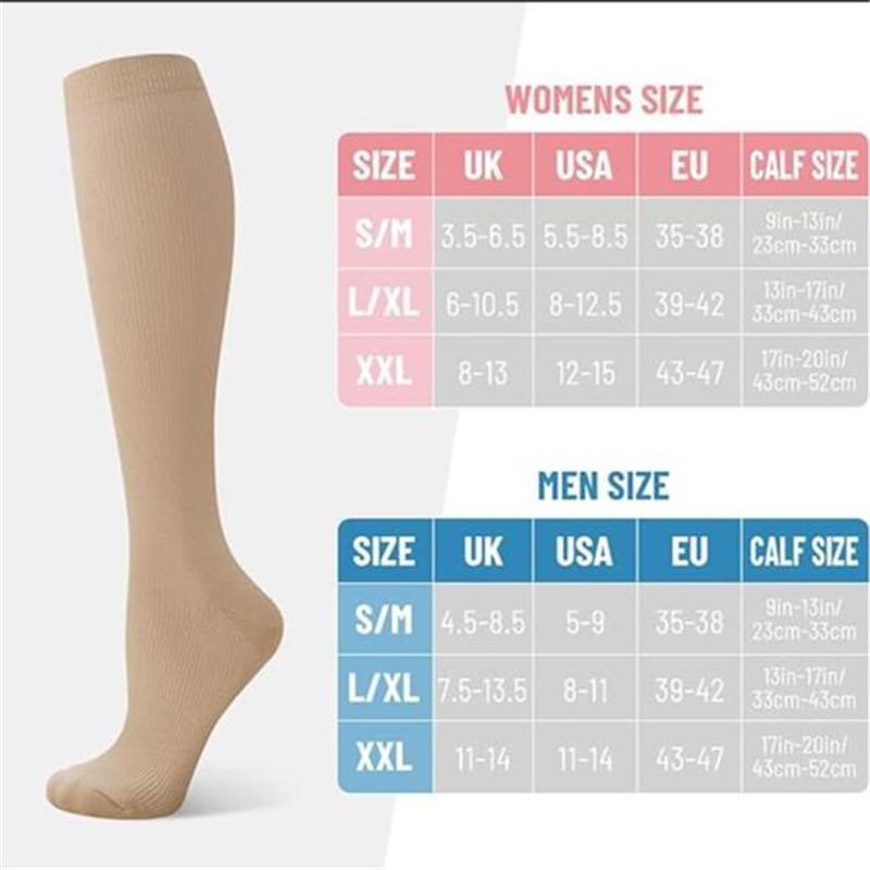 

1 пара компрессионных носков для женщин, гольфы до колена 15–25 мм рт. ст. Компрессионные чулки для спорта, занятий спортом, диабета, варикозного расширения вен, путешествий, кормления грудью L/XL бежевый