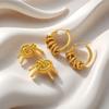 Eur-American Minimalist Gold-Plated Spiral Earrings - Titanium & Stainless Steel, Non-Fading