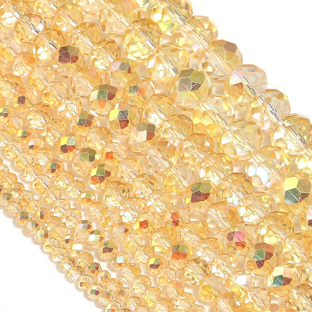 1 Strand 3/4/6/8/10mm Faceted Crystal Beads Brilliant Gold Glass Loose Bead For Jewelry Making DIY Bracelet Necklace Accessories