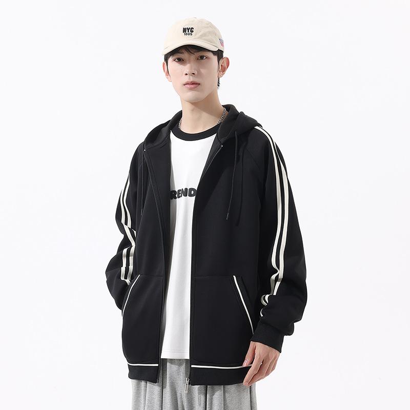 

Осенне-зимняя универсальная толстовка-кардиган с капюшоном, мужская повседневная спортивная куртка M чёрный