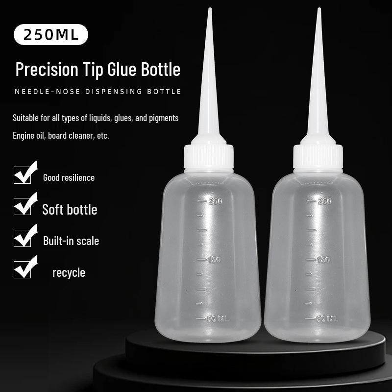 250ml Pointed-Tip Plastic Bottle for Rosin Flux Cleaner, Alcohol, Oil Dispenser, and Manual Glue Dispensing