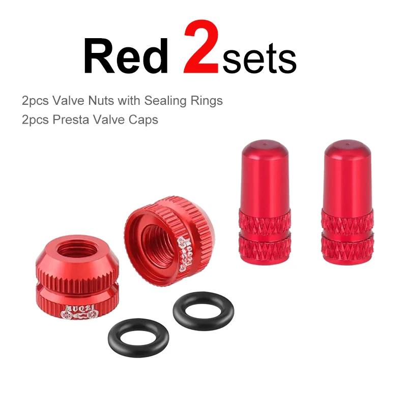 2-6 Sets Bicycle Tire Valve Nut with Valve Cap Set for Bike Wheel Tube Protection Screw Dust Cover and Stem Accessories