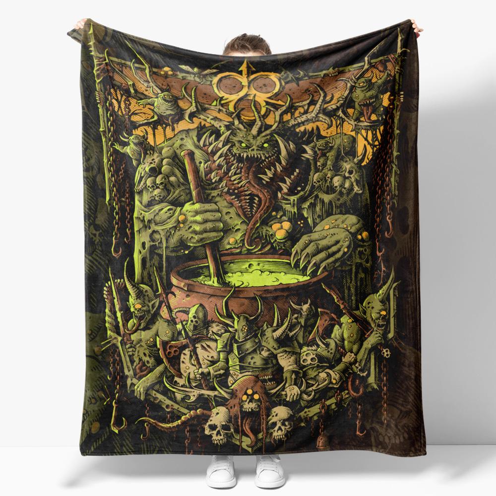 Dark Gods Flannel Throw Blanket Game Khorne Nurgle Decor Blanket Creative Blankets Cozy Soft Lightweight for Couch Sofa Bed