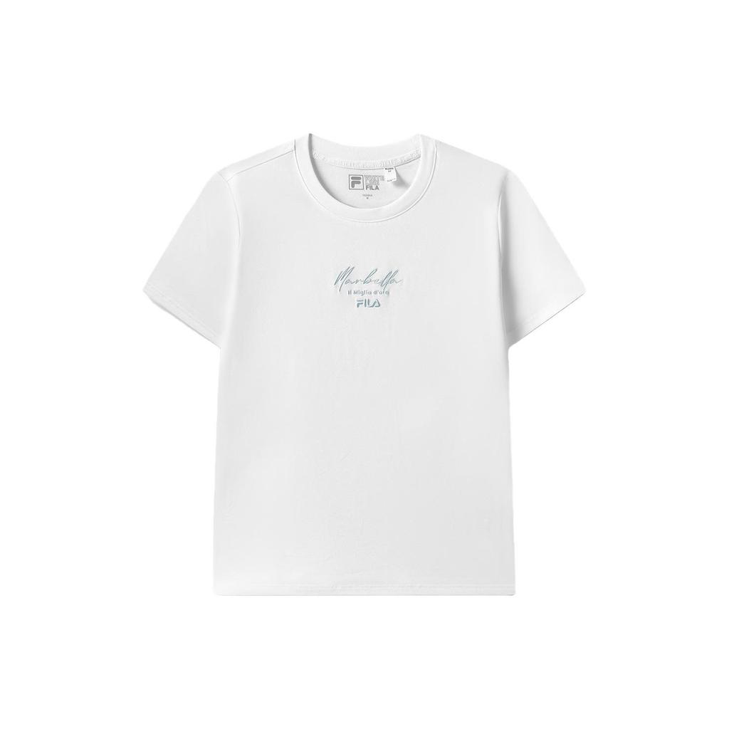 Fila American Vintage Casual Back Logo Print Short Sleeve T-Shirt Women Tops White F11W328101A-WT