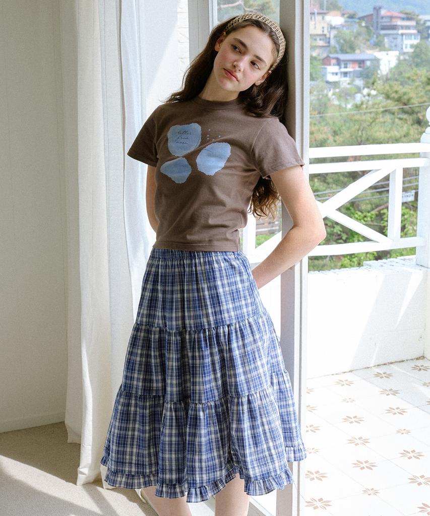 Letter From Moon Benny'S Tiered Midi Skirt (Blue)
