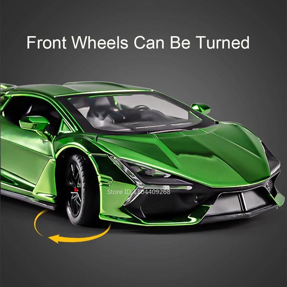 1:24 Scale Lambor Revuelto FKP37 Car Model Toy Metal Diecast Sound Light Pull Back Simulation Cars Models for Boys Collection
