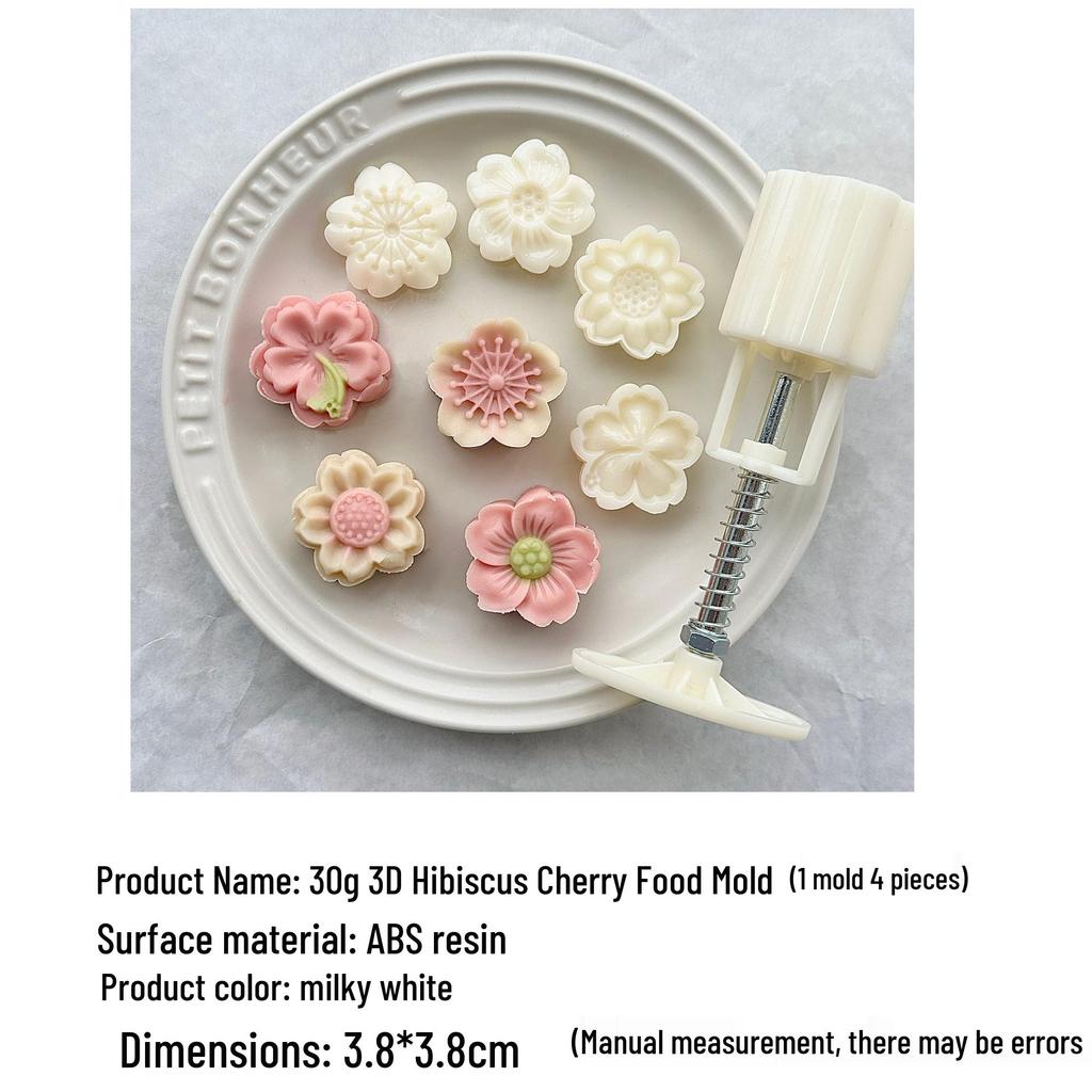 30/50/75g 3D Hibiscus Cherry Blossom Mung Bean Ice Skin Mooncake Mold