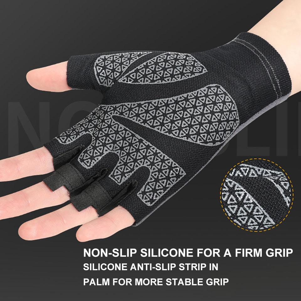 1Pair Cycling Gloves Running Fishing Gloves Anti Slip Ice Silk Sun Protection Breathable Half Finger for Outdoor Sports