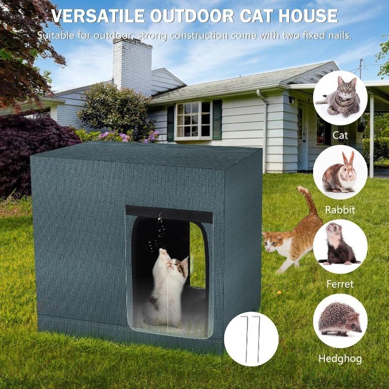 Waterproof Cat House Outdoor Insulation Cat Houses Warm Pet Cats Heating Bed Foldable Portable Waterproof Safety Cats Houses