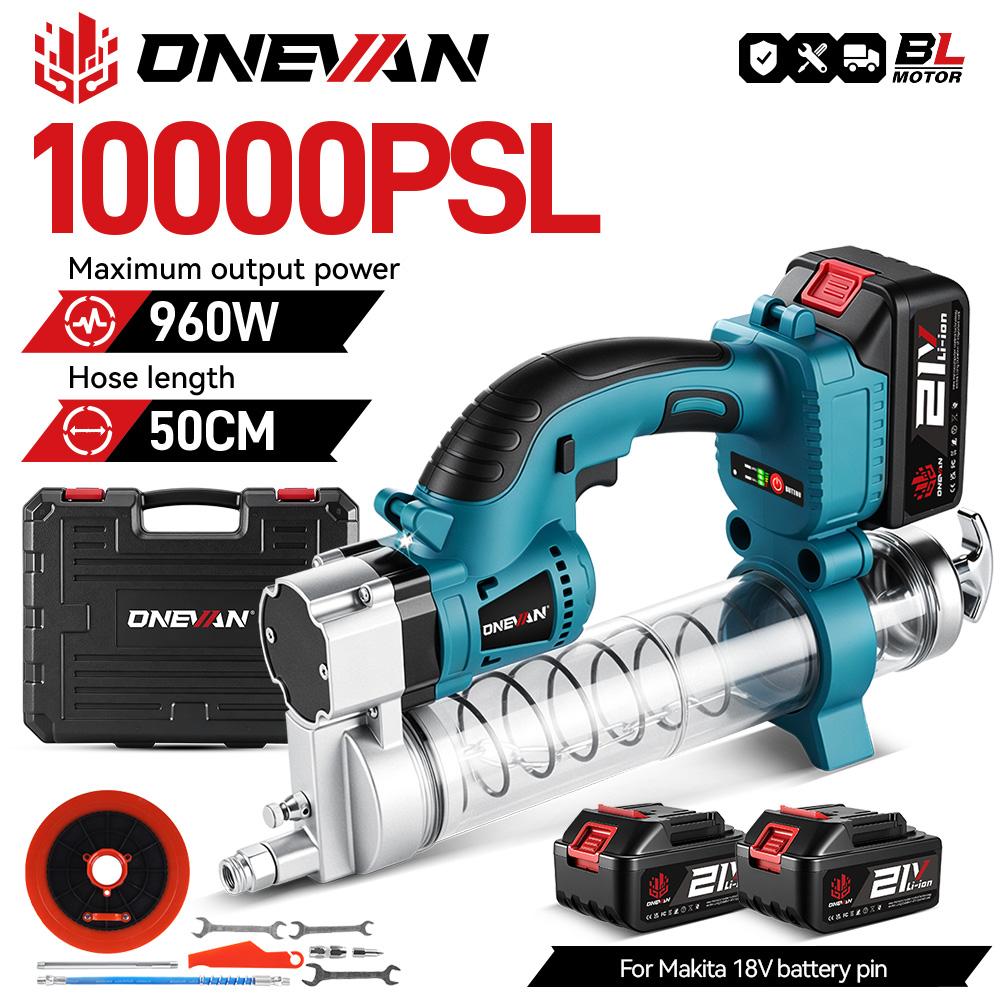ONEVAN 10000PSL Elektrická mazací pistole Bezdrátová Vysokotlaká Mazací olej pro automobily Nabíjecí nástroj Pro Makita 18V Bateriový kolík