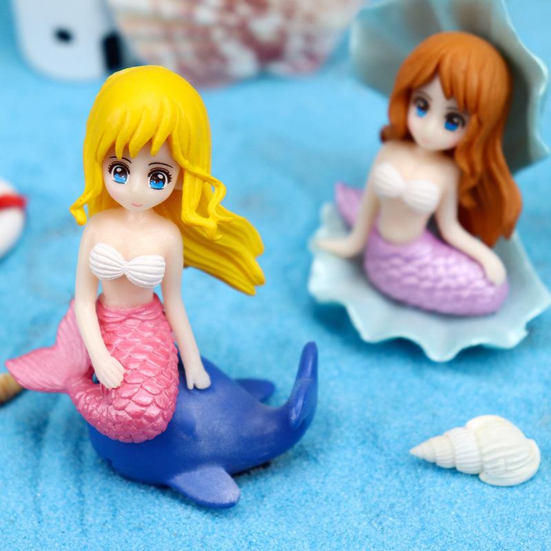 4Pcs/Bag New Creative Mini Cartoon Cute Mermaid Doll Model Fun Home Desktop Decorative Ornaments Children'S Toys Birthday Gift