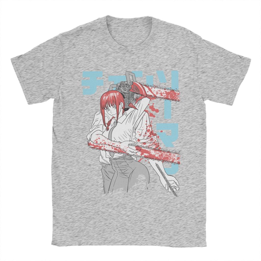 Chainsaw Man Denji Makima T-Shirts for Men Anime Amazing Cotton Tees Crew Neck Short Sleeve T Shirt Summer Clothes