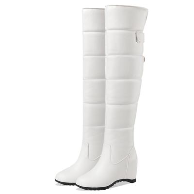 Down Warm High Snow Boots Women 2025 Plush Winter Shoes Women's Over-the-Knee High Boots Fur Water-proof Wedge Heels Black White