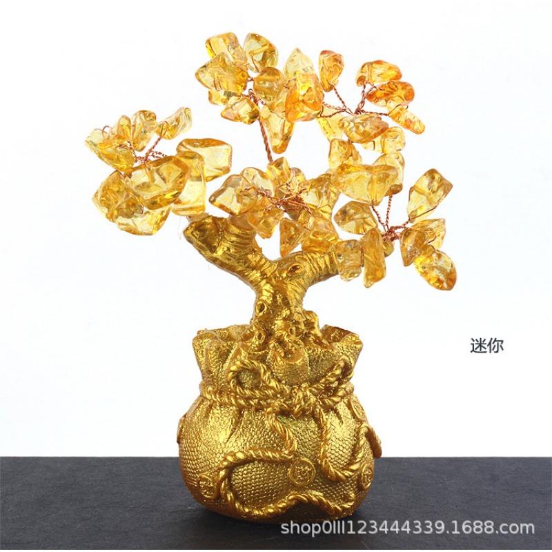 Crystal Tree Crystal Ornaments Money Bag Tree Home Craft Resin Money Bag Gift Wholesale Crystal Ornaments New Year Decoration