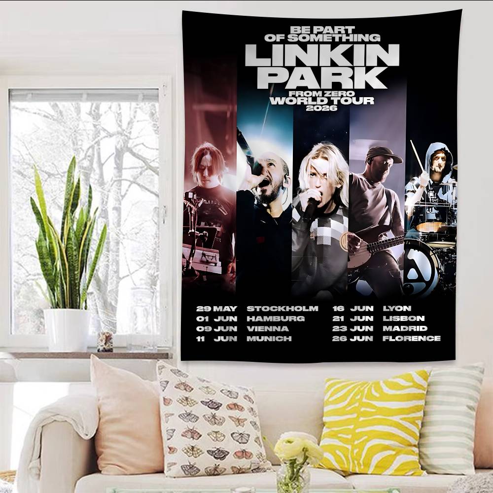 Rock Band LLinkin Cool PPark Hanging Bohemian Tapestry Hanging Tarot Hippie Wall Rugs Dorm Japanese Tapestry