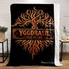 Yggdrasil Tree of Life Design Printed Flannel Blanket for Bedroom, Living Room, Sofa, and Nap