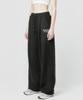 PRINOAR [Fleece Line Option] Statement String Single-Pleat Wide Pants - Black