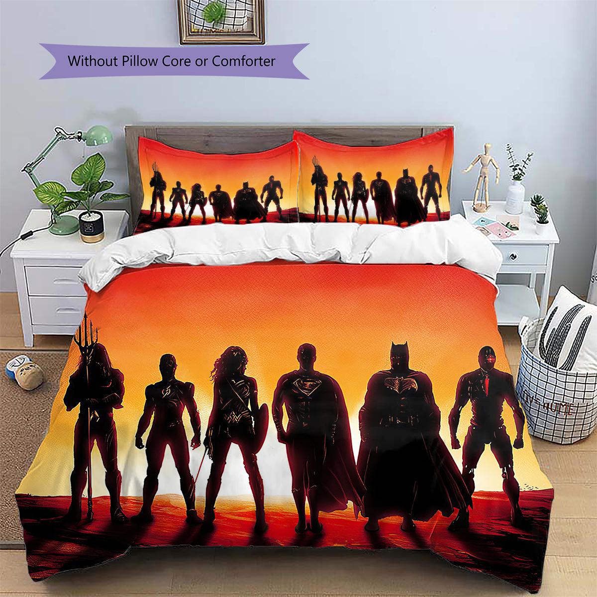 

Justice League Heroes Bedding Set Duvet Cover Pillowcase No Filler, Soft Home Bedroom Decor, Perfect Gift for Fans.chl 135x200cm