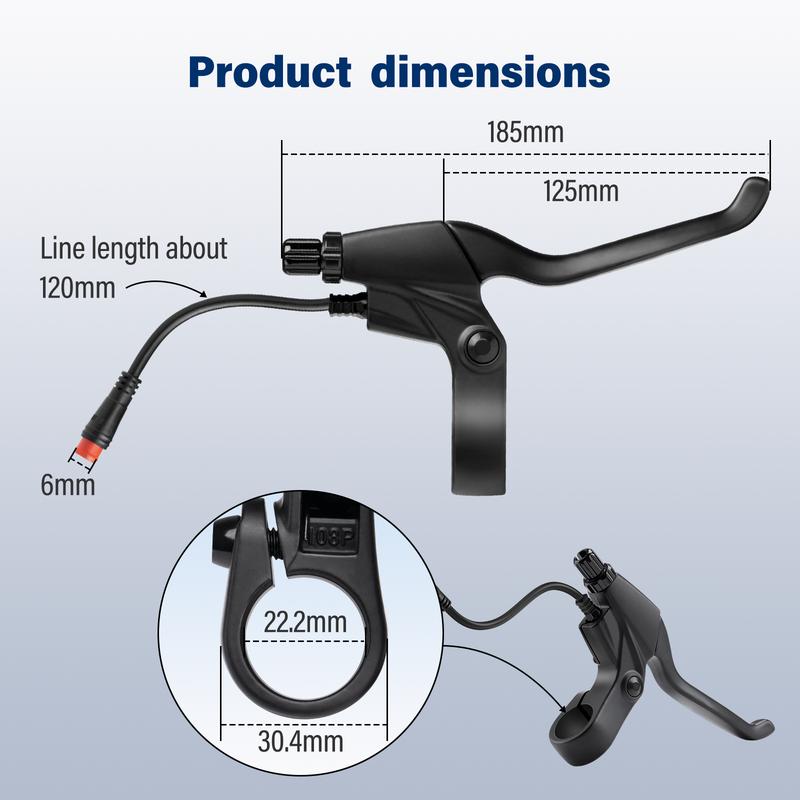 2 Pin Brake Levers for Electric Bicycle Brake Lever Handle Bar Grips 2 Wires Left & Right E-Bike Replacement Parts