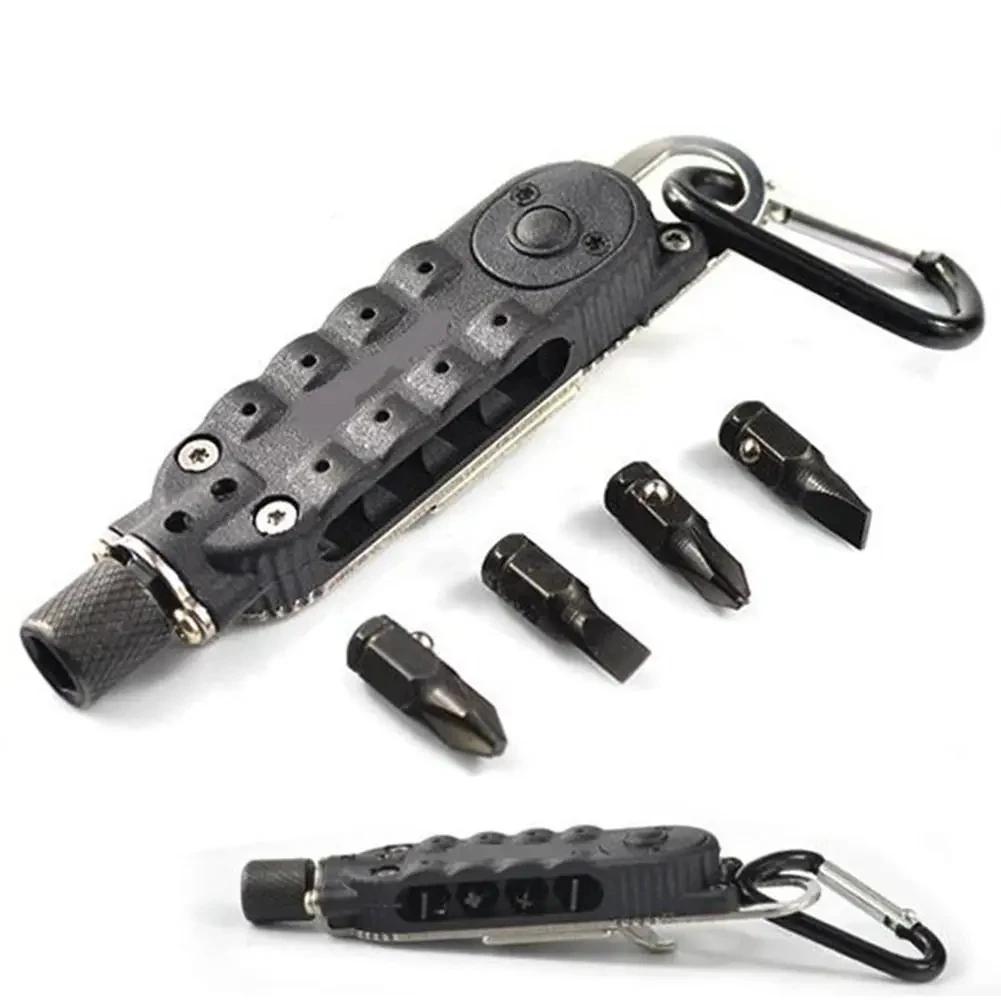 Multifunctional Mini Flashlight with Screwdriver Outdoor EDC Keychain Shape Screwdrivers Portable Steel Repair Tool
