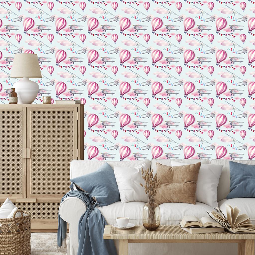 Wallpaper Balloons Among Planes for Living Room and Bedroom 50x1000