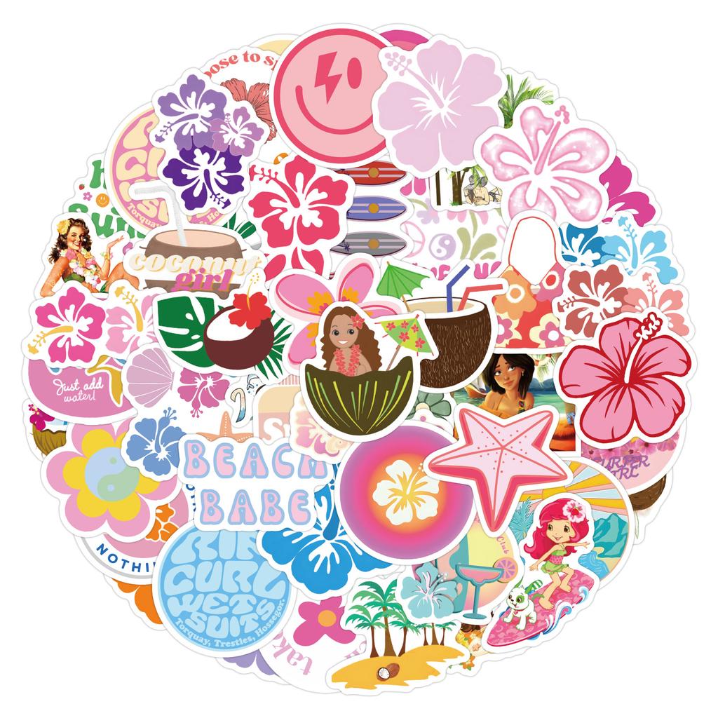 60 Summer Coconut Girl Graffiti Stickers Decorative Travel Case Laptop Mobile Scooter Waterproof Stickers