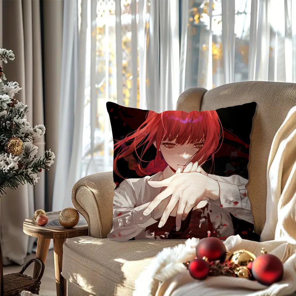 

Makima Animation Chainsaw Man Pillow Case Square Pillow Bedroom SofaLeisureComfort Cushion Car Living Room Home Decoration 40X40 16x16Inch