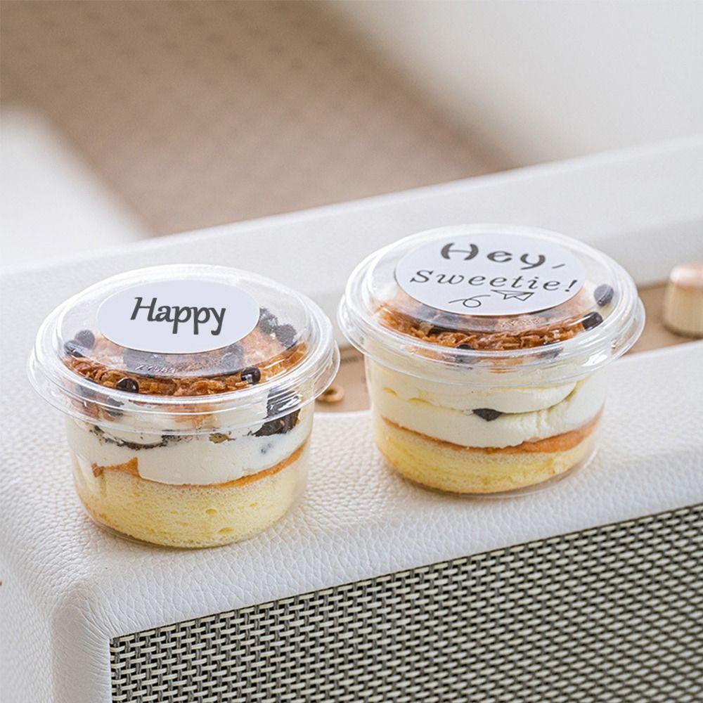 50PCS With Lid Disposable Pudding Cups Transparent Bowl Dessert Cups Salad Cups  Fruit Beverage