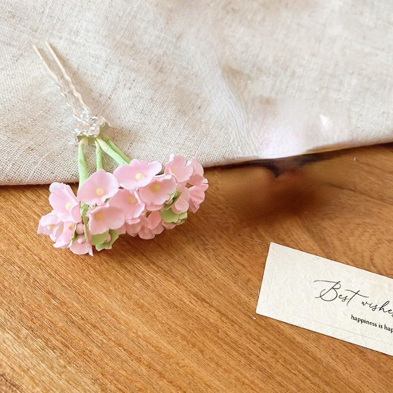 Sweet Pastel Floral Hair Clips Artificial Flower Bouquet U Pins Delicate Hair Accessories For Wedding Party Daily Hair Styling