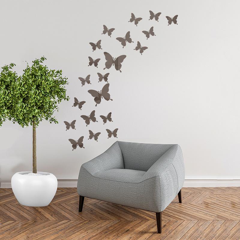 Butterfly Crystal Mirror 3D Wall Sticker for Bedroom or Living Room Decoration