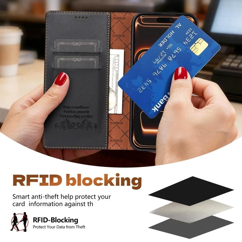 Magnetic Leather Phone Case for IPhone 18 17 Pro Max 16 15 Plus 14 13 12 11 Pro XS Max XR X 16E 17E Flip Wallet Card Cover