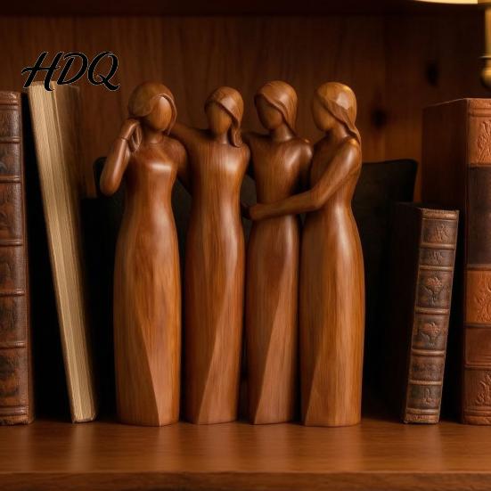 Accenti Decorativi per Davanzale Statuetta in Legno Sorellanza Scultura di Amicizia Artigianale per Soggiorno Statuette Finemente Intagliate Tavolino da Camera da Letto