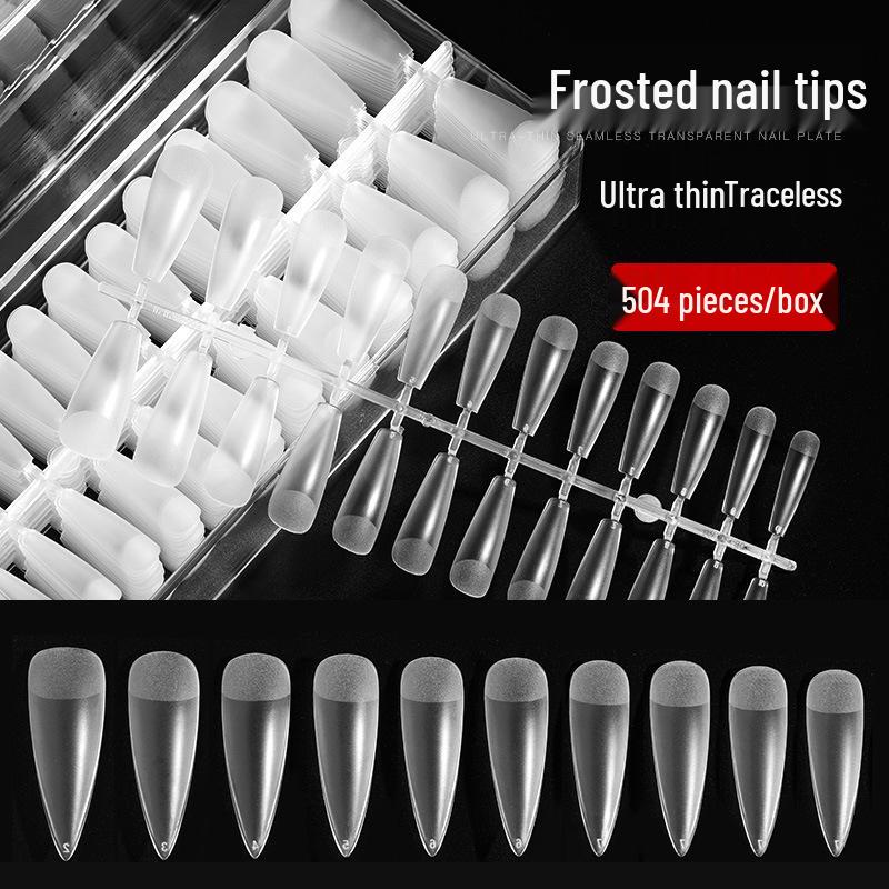 Frosted Almond & Square Nail Tips - No Filing Needed, Full/Half Cover, Ideal for Salons