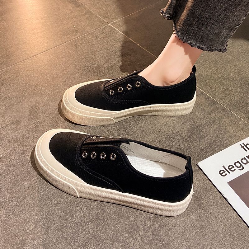 Spring Lace-free Little White Shoes Women's New One-pedal Lazy Canvas Shoes Platform Women's Shoes Board Shoes Cloth Shoes